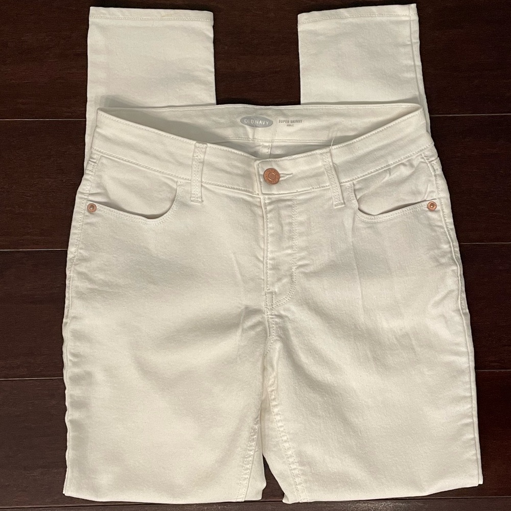 Women Old Navy Super Skinny Ankle Jeans White Size 0
